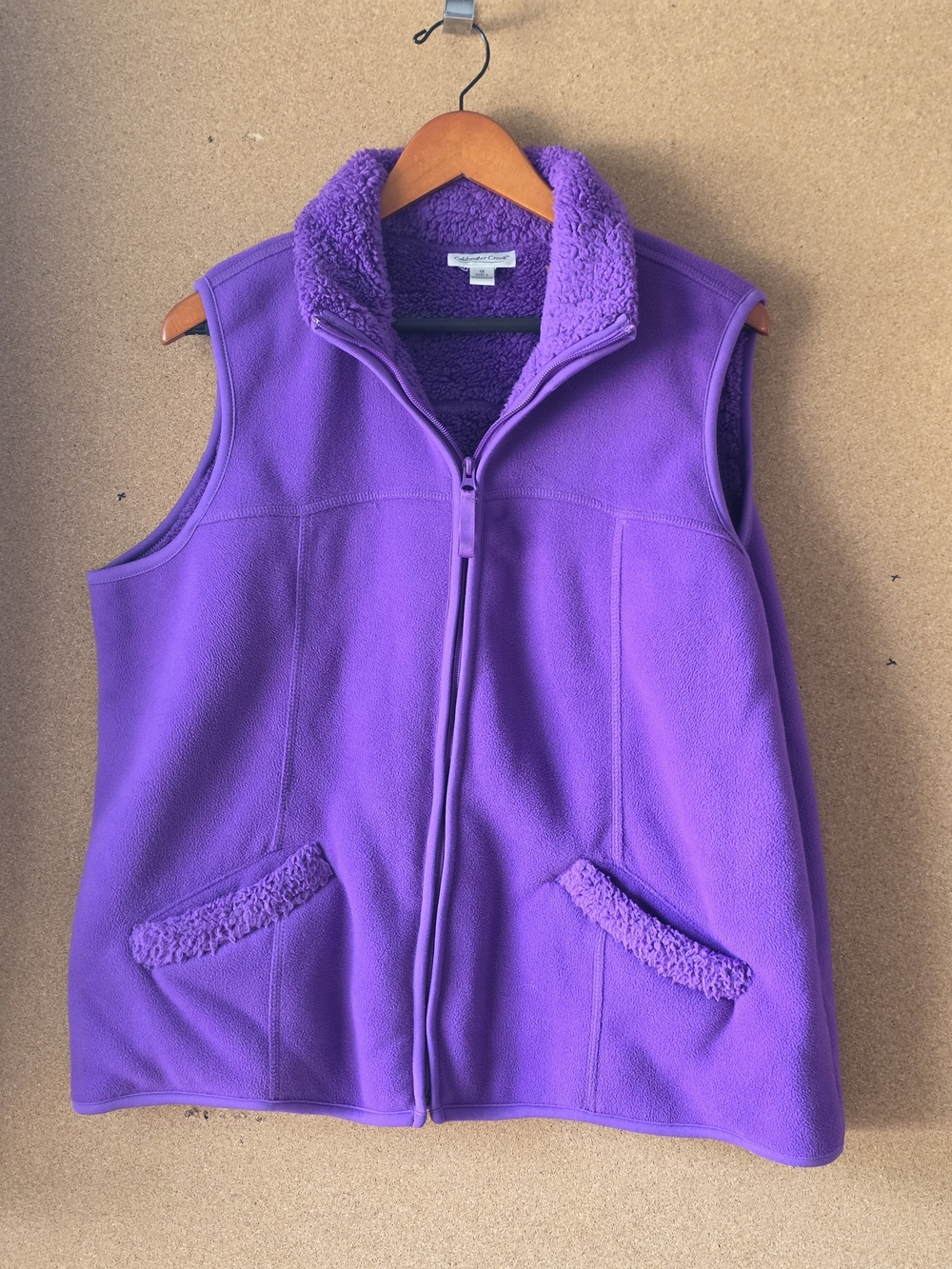 Coldwater Creek Purple Fleece Sherpa Lined Full Zip Vest Women’s Plus Size 1X
